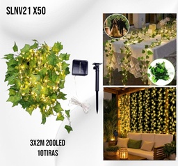 LUZ CALIDA 200LED CORTINA CON HOJAS 3X2 MTS 10 TIRAS SL-NV21