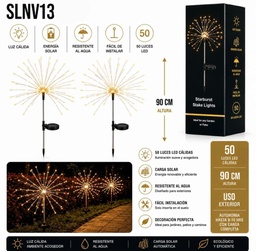 LUZ CALIDA ESTACA SOLAR 90CM 50LED X2 EN CAJA SL-NV13