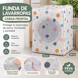 FUNDA DE LAVARROPAS DE CARGA FRONTAL ESTAMPADO CON CIERRE 62X56X83CM HW73175
