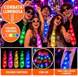 CORBATA LENTEJUELA LUMINOSA COLORES VARIOS