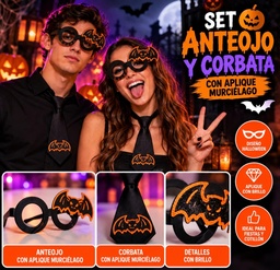 SET X 2 ANTEOJO Y CORBATA MURCIELAGO BRILLO