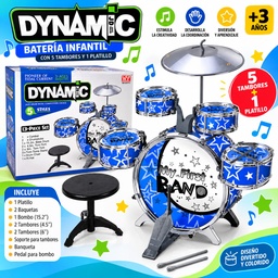 BATERIA INFANTIL DE 5 CUERPOS 1 PLATILLO C/ BANCO DYNAMIC