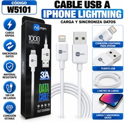 CABLE USB A IPHONE REFORZADA AS2307-2 AOmin W5101