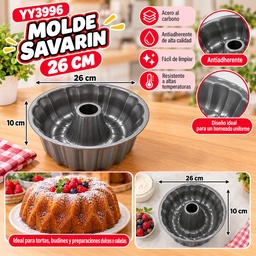 [YY3996] MOLDE FLANERA SAVARIN ANTIADHERENTE 10X26CM COCINA Y DISEÑO YY3996