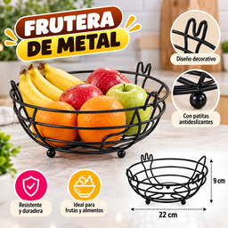 [RJ4739] FRUTERA METAL NEGRO C/ FORMAS DE CUBIERTOS